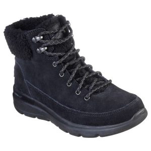Buty do chodzenia damskie Skechers Glacial Ultra Woodlands. Czarne buty trekkingowe Skechers, z gumy, za kostkę, bez zapięcia. Za 405,00 zł.