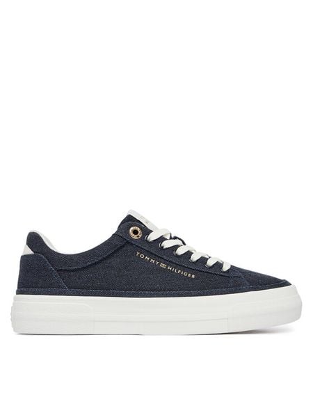 Tommy Hilfiger Tenisówki Th Foxing Platform Washed Canvas FW0FW09172 Niebieski. Niebieskie trampki TOMMY HILFIGER, bez wzorów, z materiału, bez zapięcia. Za 359,99 zł.