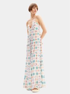 Desigual Sukienka letnia Galactica 24SWVW06 Biały Regular Fit. Białe kombinezony Desigual, na lato, l, bez wzorów, z wiskozy, bez kołnierzyka, bez ramiączek. Za 339,99 zł.