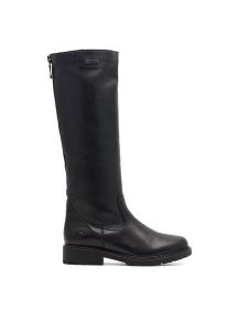 Remonte Kozaki R6576-01 Czarny. Czarne kozaki Remonte, bez wzorów, ze skóry, bez obcasa, na słupku, bez zapięcia. Za 619,99 zł.