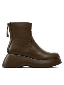 DeeZee Botki ZALY8813-8 Zielony. Zielone botki DeeZee, bez wzorów, ze skóry, bez obcasa, na koturnie, bez zapięcia. Za 259,99 zł.