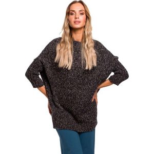 Grafitowy Melanżowy Oversizowy Sweter z Półgolfem. Szare swetry klasyczne MOE, l, z materiału, z asymetrycznym kołnierzem. Za 223,90 zł.