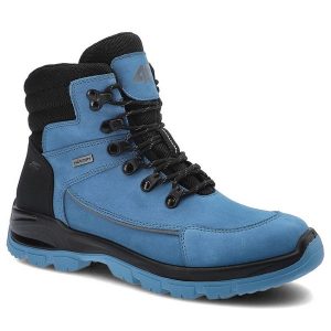 Niebieskie Trekkingi Damskie 4F Skórzane Buty W Góry. Niebieskie botki 4f, bez wzorów, z nubiku, bez obcasa, na płaskiej podeszwie, bez zapięcia. Za 329,00 zł.