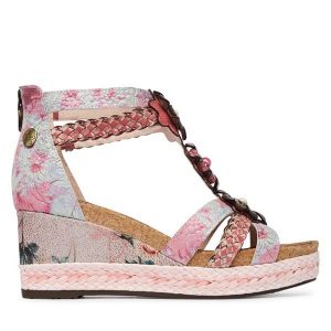 Sandały Laura Vita. Czerwone sandały LAURA VITA, bez wzorów, bez obcasa, na koturnie, bez zapięcia. Za 449,99 zł.