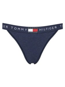 Tommy Hilfiger Stringi UW0UW06095 Granatowy. Niebieskie stringi TOMMY HILFIGER, bez wzorów, z bawełny. Za 89,99 zł.