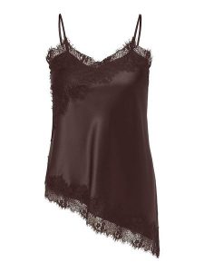 ONLY Carmakoma Top w kolorze brązowym rozmiar: 46. Brązowe topy Only Carmakoma, bez wzorów, z koronki, z asymetrycznym kołnierzem, bez ramiączek. Za 129,95 zł.