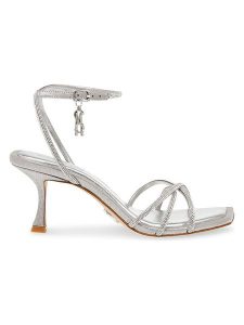 Steve Madden Sandały w kolorze srebrnym rozmiar: 38. Szare sandały Steve Madden, bez wzorów, z otwartym noskiem, bez obcasa, na koturnie, bez zapięcia. Za 262,29 zł.