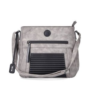 RIEKER H1481-42 grey, torebka damska. Szare torebki klasyczne Rieker, bez wzorów, ze skóry ekologicznej, bez dodatków. Za 249,90 zł.