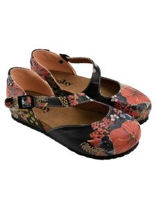 Goby Skórzane baleriny w kolorze czarno-czerwonym rozmiar: 40. Czarne balerinki Goby, bez wzorów, z okrągłym noskiem, bez obcasa, bez zapięcia. Za 195,99 zł.