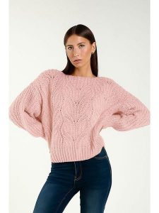 Tamba Sweter w kolorze jasnoróżowym rozmiar: 36/38. Różowe swetry oversize Tamba, bez wzorów, z wełny, bez ramiączek. Za 126,75 zł.