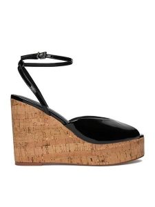 Badura Sandały EO-ALANA-25-3-13YY Czarny. Czarne sandały Badura, bez wzorów, ze skóry, bez obcasa, na koturnie, bez zapięcia. Za 249,99 zł.