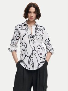 Desigual Koszula Faces 24WWCW34 Biały Regular Fit. Białe koszule Desigual, s, bez wzorów, z bawełny, bez kołnierzyka, bez ramiączek. Za 189,99 zł.