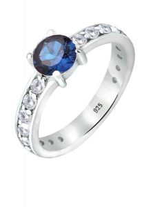Elli Damski soliter niebieski szafir z kryształami cyrkonii w srebrze 925 Sterling Silver Pierścionki 1 ct. Niebieskie pierścionki Elli, z cyrkonią, srebrne. Za 372,59 zł.