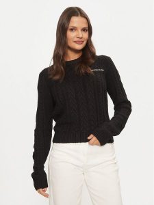 Guess Jeans Sweter W4BR13 Z3HN2 Czarny Regular Fit. Czarne swetry klasyczne Guess Jeans, xs, z jeansu, bez kołnierzyka. Za 239,99 zł.