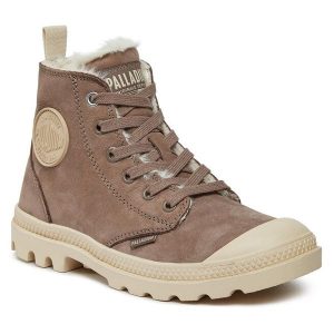 Trapery Palladium. Brązowe buty zimowe Palladium, bez obcasa, bez zapięcia. Za 579,99 zł.
