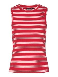 Pieces Top "Tadie" w kolorze czerwono-białym rozmiar: M. Białe topy Pieces, m, bez wzorów, bez kołnierzyka, bez ramiączek. Za 48,05 zł.