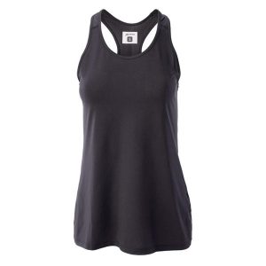 Damski tank top Martes Lina. Czarne topy MARTES, bez wzorów, eleganckie, bez kołnierzyka, bez ramiączek. Za 59,50 zł.