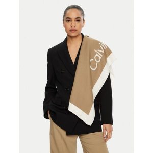 Chusta Calvin Klein. Brązowe apaszki i chusty Calvin Klein, bez wzorów. Za 269,99 zł.