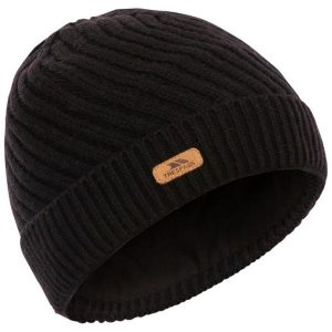 Damska Czapka Z Dzianiny Twisted Knitted Beanie. Czarne czapki Trespass, z aplikacjami, z dzianiny. Za 57,99 zł.