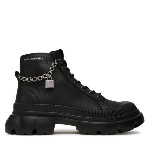 Trapery KARL LAGERFELD. Czarne buty zimowe KARL LAGERFELD, bez obcasa, bez zapięcia. Za 989,99 zł.