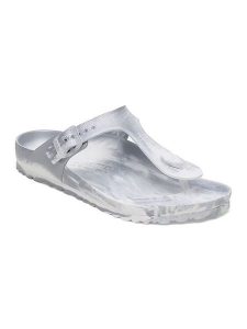 Birkenstock Japonki "Gizeh" w kolorze biało-szarym rozmiar: 40. Białe klapki Birkenstock, bez wzorów, z otwartym noskiem, bez obcasa. Za 230,95 zł.