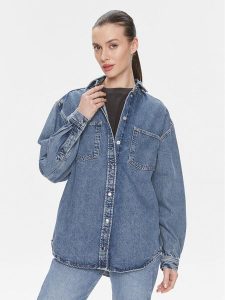 Samsøe Samsøe Koszula jeansowa Eleanor F23400135 Niebieski Relaxed Fit. Niebieskie koszule Samsøe & Samsøe, xxs, bez wzorów, z jeansu, bez kołnierzyka, bez ramiączek. Za 469,99 zł.