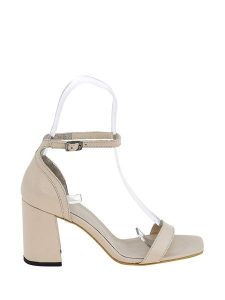 Lizza Shoes Skórzane sandały w kolorze kremowym rozmiar: 40. Brązowe sandały Lizza Shoes, bez wzorów, ze skóry, z otwartym noskiem, bez obcasa, na koturnie, bez zapięcia. Za 153,71 zł.