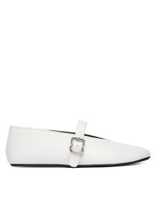 Badura Baleriny ELAN-V1860-131-1 Biały. Białe balerinki Badura, bez wzorów, ze skóry, bez obcasa, bez zapięcia. Za 249,99 zł.