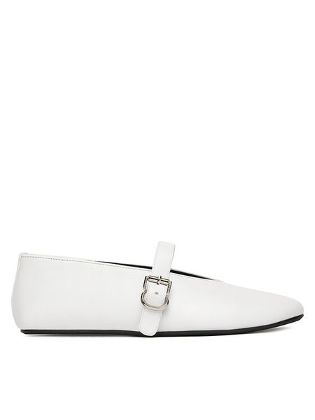 Badura Baleriny ELAN-V1860-131-1 Biały. Białe balerinki Badura, bez wzorów, ze skóry, bez obcasa, bez zapięcia. Za 249,99 zł.