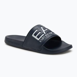 Klapki EA7 Emporio Armani Water Sports Visibility. Niebieskie klapki EA7 Emporio Armani, bez wzorów, z materiału, bez obcasa. Za 159,99 zł.