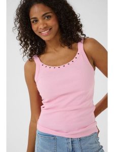 Kaffe Top w kolorze jasnoróżowym rozmiar: XS. Różowe topy Kaffe, xs, bez wzorów, bez kołnierzyka, bez ramiączek. Za 56,99 zł.