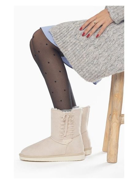 ISLAND BOOT Kozaki zimowe "Goldboro" w kolorze kremowym rozmiar: 37. Brązowe kozaki Island Boot, na zimę, bez wzorów, z materiału, bez obcasa, bez zapięcia. Za 165,99 zł.