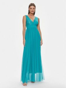 Rinascimento Sukienka wieczorowa CFC0117528003 Turkusowy Regular Fit. Niebieskie kombinezony Rinascimento, s, bez wzorów, z syntetyku, wizytowe, bez kołnierzyka, bez ramiączek. Za 409,99 zł.