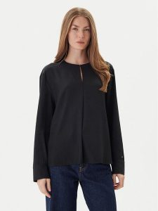Tommy Hilfiger Bluzka WW0WW47339 Czarny Relaxed Fit. Czarne bluzki TOMMY HILFIGER, bez wzorów, z wiskozy, bez kołnierzyka, bez ramiączek. Za 389,99 zł.
