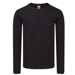 Kultowa Koszulka Z Długim Rękawem Unisex Dla Dorosłych. Czarne bluzki FRUIT OF THE LOOM, xl, bez wzorów, sportowe, bez kołnierzyka, bez ramiączek. Za 53,99 zł.