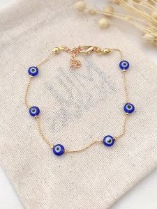 Atelier MIU Pozłacana bransoletka z elementami ozdobnymi rozmiar: onesize. Niebieskie bransoletki Atelier MIU, pozłacane. Za 30,99 zł.