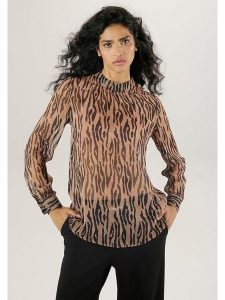 Aniston Bluzka w kolorze czarno-beżowym rozmiar: 48. Brązowe bluzki Aniston, bez wzorów, bez kołnierzyka, bez ramiączek. Za 65,23 zł.
