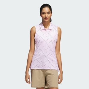 Koszulka Ultimate365 Printed Sleeveless Polo. Czerwone bluzki ADIDAS, l, bez wzorów, sportowe, bez kołnierzyka, bez ramiączek. Za 279,00 zł.