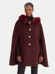 YES LONDON Płaszcz wełniany CD1223ECO Bordowy Regular Fit. Czerwone płaszcze YES LONDON, na zimę, bez wzorów, z syntetyku, bez kaptura. Za 871,99 zł.