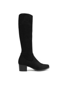 Caprice Kozaki 9-25506-41 Czarny. Czarne kozaki Caprice, bez wzorów, z materiału, bez obcasa, na słupku, bez zapięcia. Za 379,99 zł.