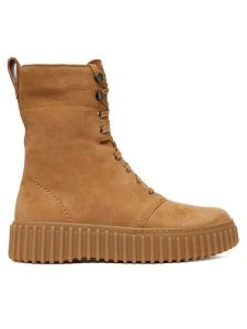 Clarks Trzewiki Torhill Style 26182917 Brązowy. Brązowe botki Clarks, bez wzorów, z nubiku, bez obcasa, na płaskiej podeszwie, bez zapięcia. Za 479,99 zł.