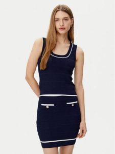 Marciano Guess Bluzka 5RGR03 5640Z Granatowy Regular Fit. Niebieskie bluzki Marciano Guess, l, z aplikacjami, z wiskozy, bez kołnierzyka, bez ramiączek. Za 219,99 zł.