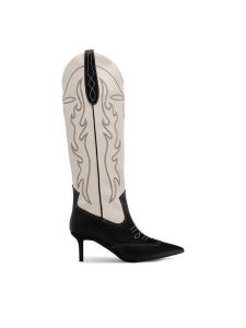 Nine West Kowbojki ZARIYA 909001 Czarny. Czarne buty zimowe Nine West, bez wzorów, ze skóry, bez obcasa, na szpilce, bez zapięcia. Za 329,99 zł.
