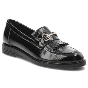 Czarne Mokasyny Armodo Eleganckie Obuwie Damskie. Czarne półbuty Armodo, bez wzorów, ze skóry, bez obcasa, bez zapięcia. Za 331,99 zł.