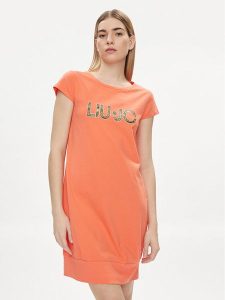 Liu Jo Sukienka codzienna VA4103 JS003 Pomarańczowy Regular Fit. Brązowe kombinezony Liu Jo, s, bez wzorów, z bawełny, bez kołnierzyka, bez ramiączek. Za 499,99 zł.