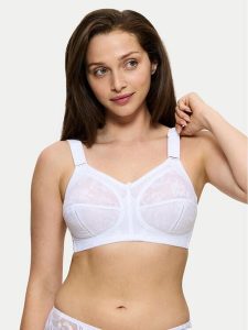 Triumph Biustonosz bezfiszbinowy Doreen 10166213 Biały. Białe biustonosze Triumph, bez wzorów, z syntetyku. Za 83,00 zł.