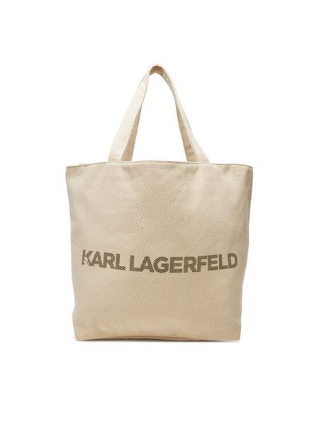 KARL LAGERFELD Torebka A2W50024 Beżowy. Brązowe shopper bag KARL LAGERFELD, bez wzorów, z materiału, bez dodatków. Za 209,99 zł.