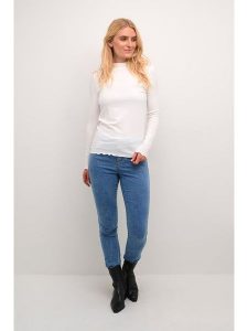 Kaffe Koszulka w kolorze białym rozmiar: XL. Białe bluzki Kaffe, xl, bez wzorów, prążkowane, bez kołnierzyka, bez ramiączek. Za 66,16 zł.