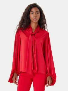 Rinascimento Bluzka CFC0126202003 Czerwony Loose Fit. Czerwone bluzki Rinascimento, s, bez wzorów, z syntetyku, bez kołnierzyka, bez ramiączek. Za 309,99 zł.