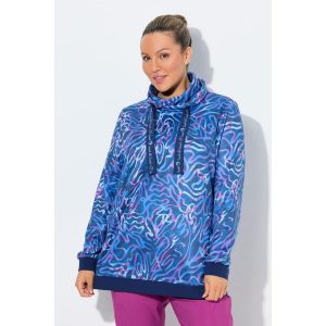 Damskie Bluza stójka długie rękawy z recyklingu. Niebieskie bluzy Ulla Popken, plus size, bez wzorów, z elastanu, bez kaptura. Za 239,99 zł.